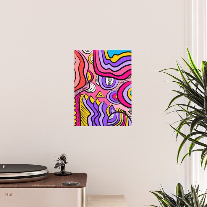 Colorful Abstract Pop Birds Pattern Poster Gallery Image 2