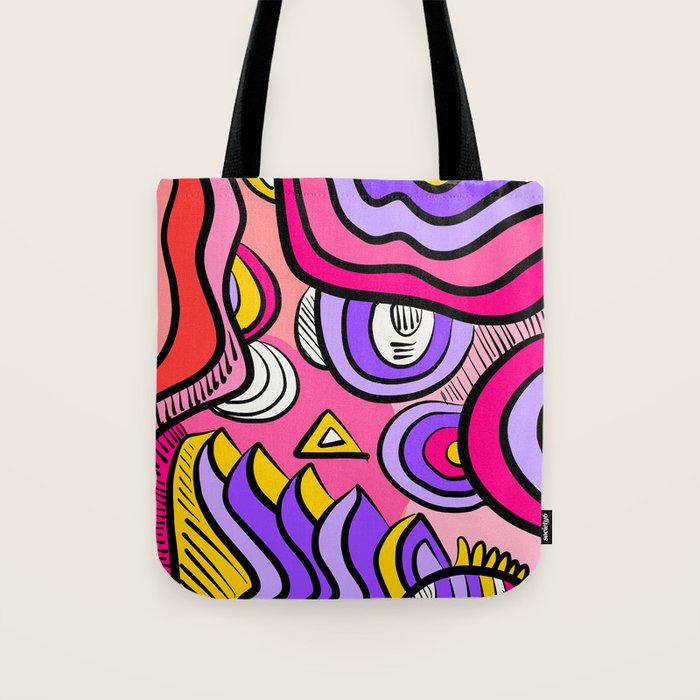 Colorful Abstract Pop Birds Pattern Tote Bag Gallery Image 1