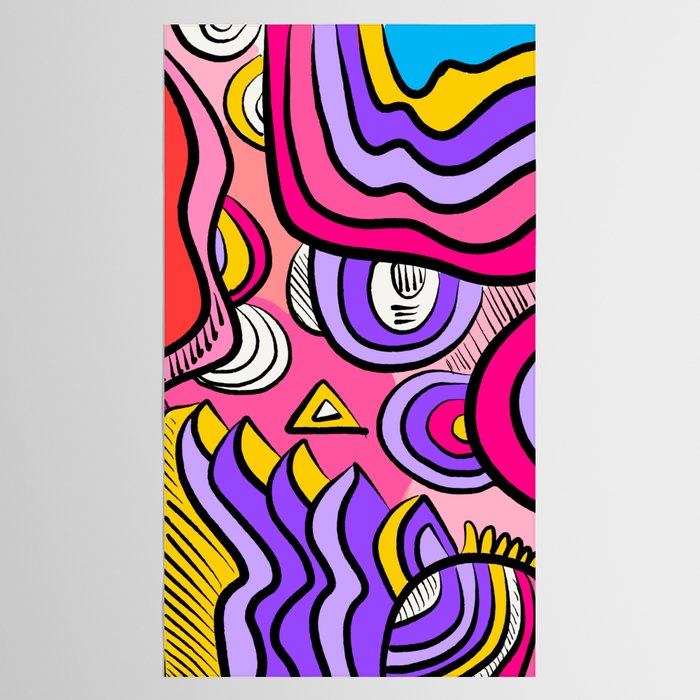 Colorful Abstract Pop Birds Pattern Tablecloth Gallery Image 2