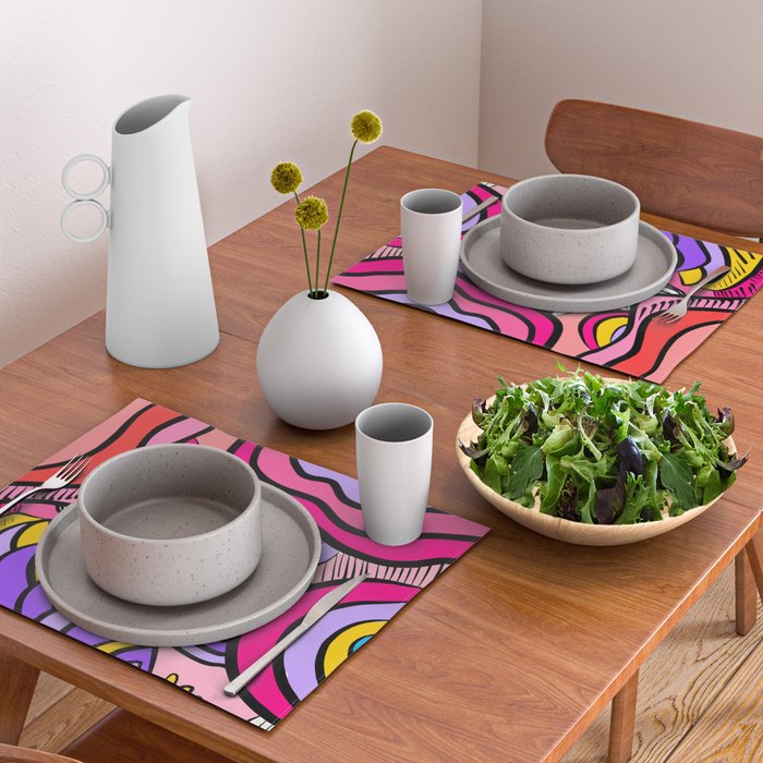 Colorful Abstract Pop Birds Pattern Placemat Gallery Image 2