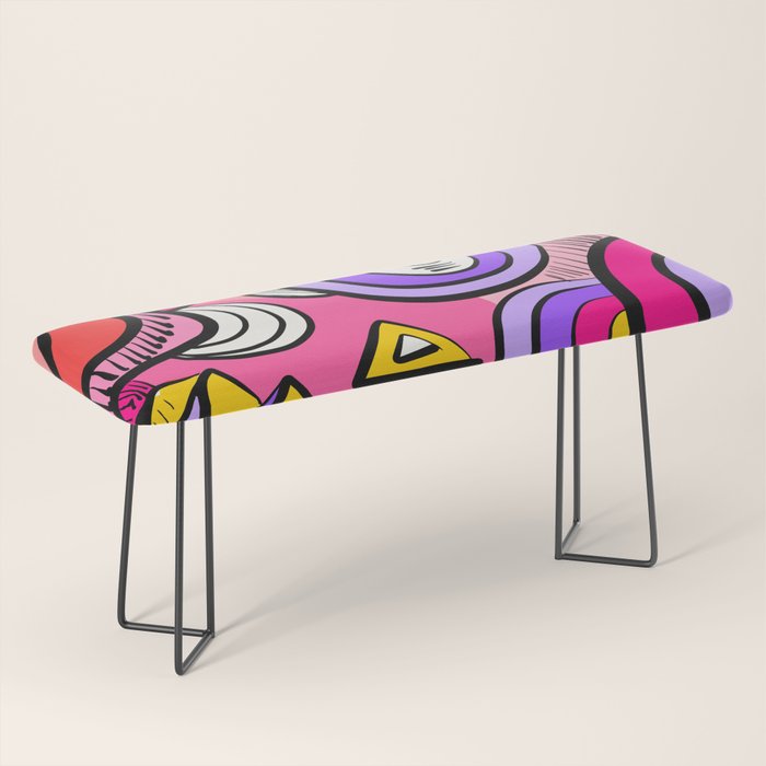 Colorful Abstract Pop Birds Pattern Bench Gallery Image 1