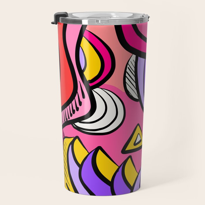 Colorful Abstract Pop Birds Pattern Travel Mug Gallery Image 3