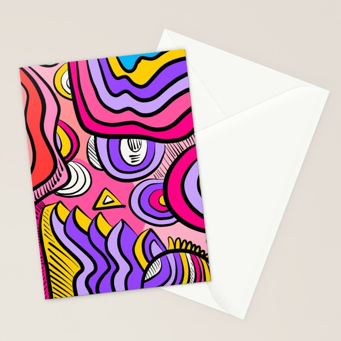 Colorful Abstract Pop Birds Pattern Stationery Card Gallery Image 2