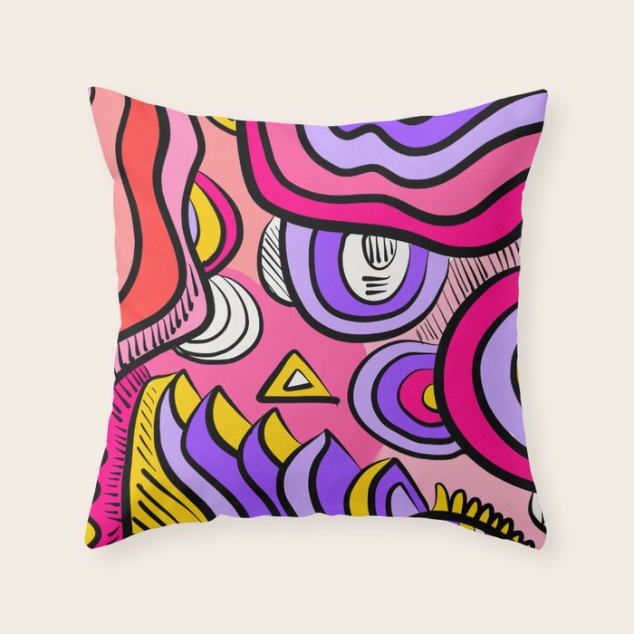 Colorful Abstract Pop Birds Pattern Throw Pillow Gallery Image 6