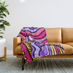 Colorful Abstract Pop Birds Pattern Throw Blanket Gallery Image 1