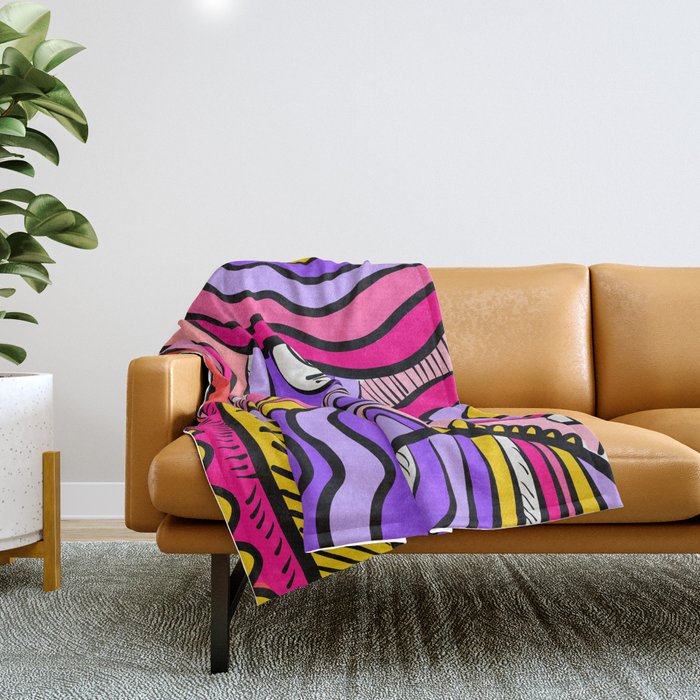 Colorful Abstract Pop Birds Pattern Throw Blanket Gallery Image 1