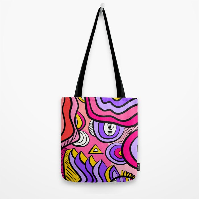 Colorful Abstract Pop Birds Pattern Tote Bag Gallery Image 2