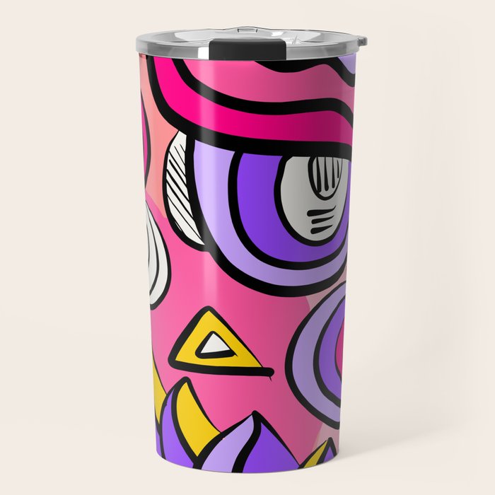 Colorful Abstract Pop Birds Pattern Travel Mug Gallery Image 1