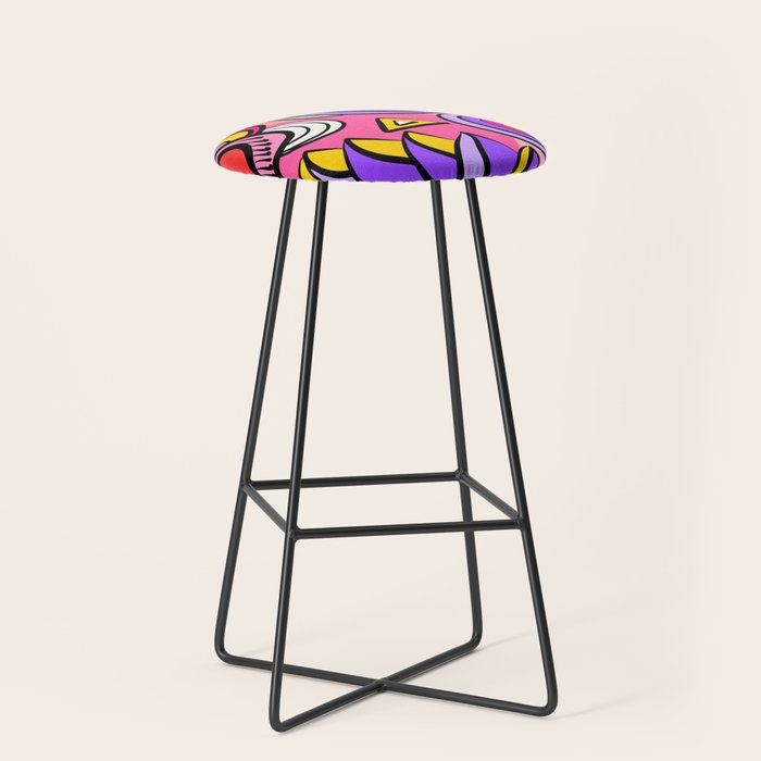 Colorful Abstract Pop Birds Pattern Stool Gallery Image 1