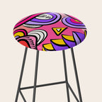 Colorful Abstract Pop Birds Pattern Stool Gallery Image 2
