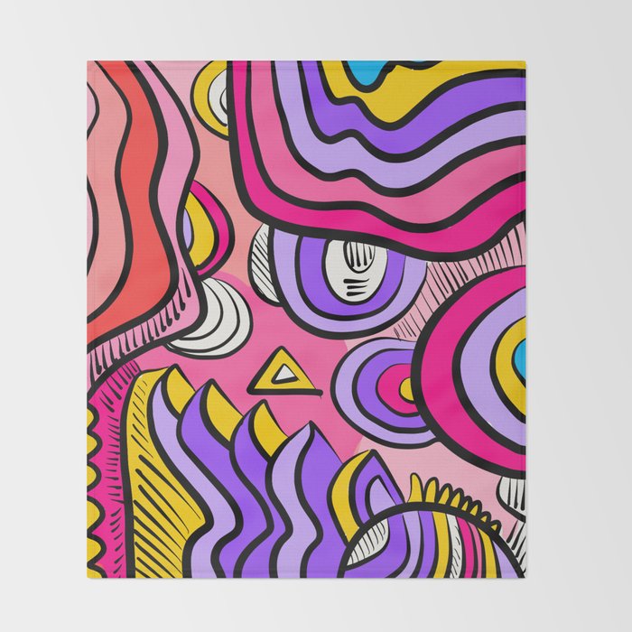Colorful Abstract Pop Birds Pattern Throw Blanket Gallery Image 2