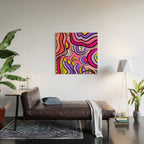 Colorful Abstract Pop Birds Pattern Wood Wall Art Gallery Image 2