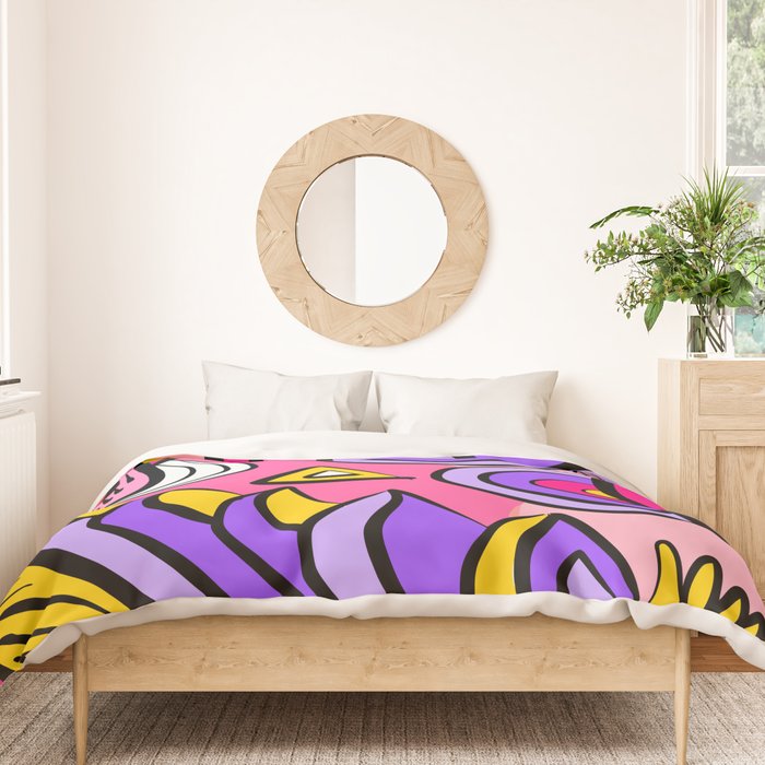 Colorful Abstract Pop Birds Pattern Duvet Cover Gallery Image 3