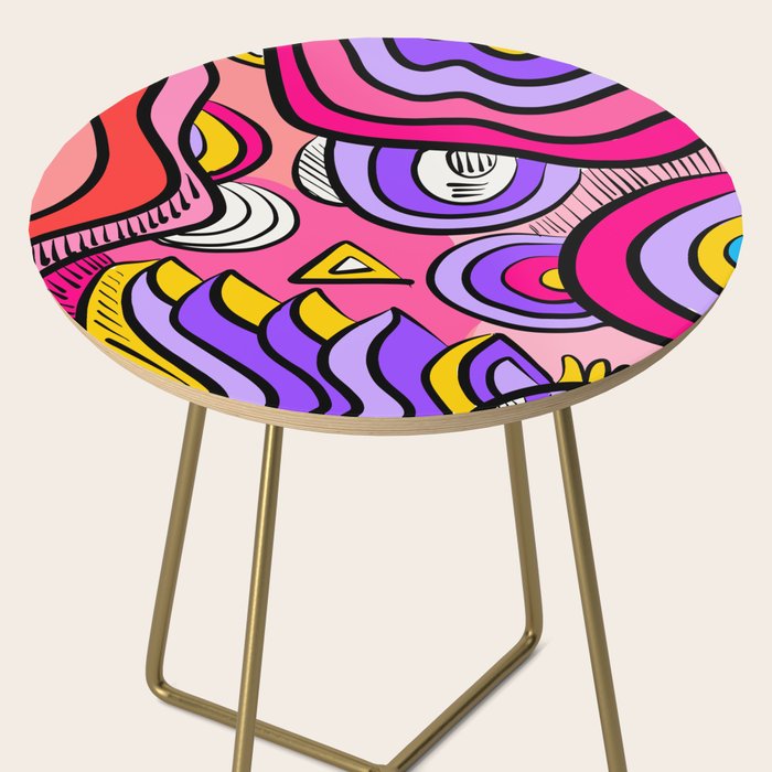 Colorful Abstract Pop Birds Pattern Side Table Gallery Image 2