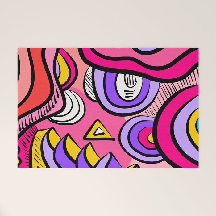 Colorful Abstract Pop Birds Pattern Welcome Mat Gallery Image 1