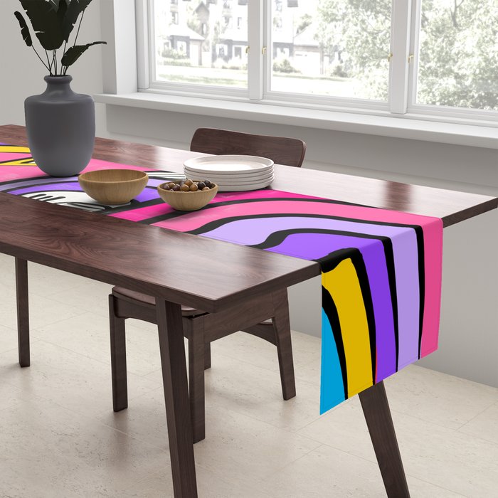Colorful Abstract Pop Birds Pattern Table Runner Gallery Image 2