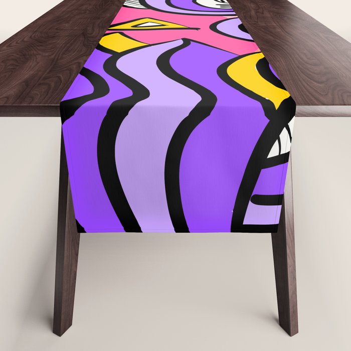 Colorful Abstract Pop Birds Pattern Table Runner Gallery Image 1