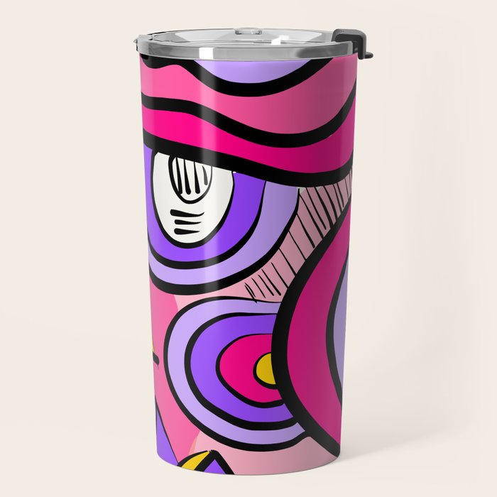 Colorful Abstract Pop Birds Pattern Travel Mug Gallery Image 2