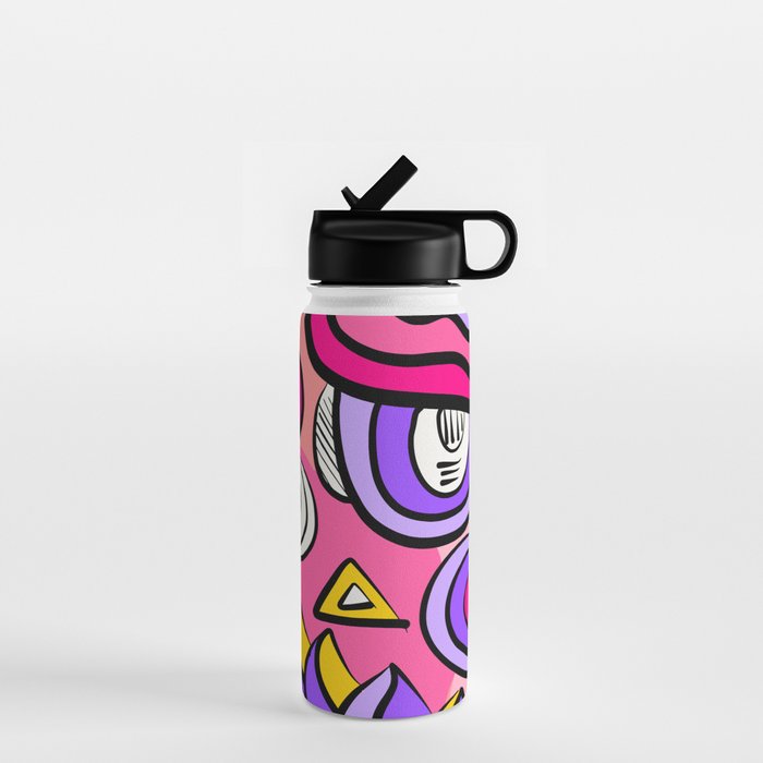 Colorful Abstract Pop Birds Pattern Water Bottle Gallery Image 1