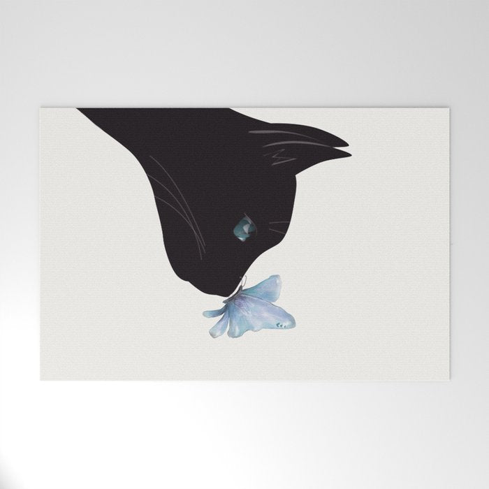 Cat and Butterfly Welcome Mat Gallery Image 1