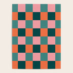 Retro Teal Green and Orange Checkerboard Poster Gallery Image 4