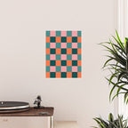 Retro Teal Green and Orange Checkerboard Poster Gallery Image 2