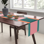 Retro Teal Green and Orange Checkerboard Table Runner Gallery Image 2