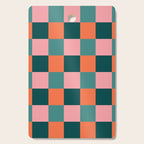 Retro Teal Green and Orange Checkerboard Cutting Board Gallery Image 1