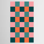 Retro Teal Green and Orange Checkerboard Tablecloth Gallery Image 2