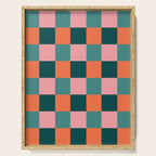 Retro Teal Green and Orange Checkerboard Serving Tray Gallery Image 1