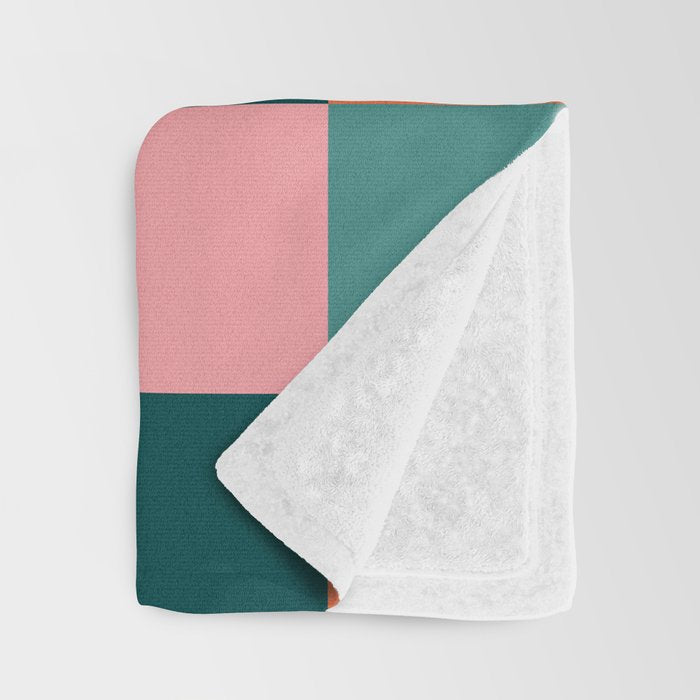 Retro Teal Green and Orange Checkerboard Throw Blanket Gallery Image 3