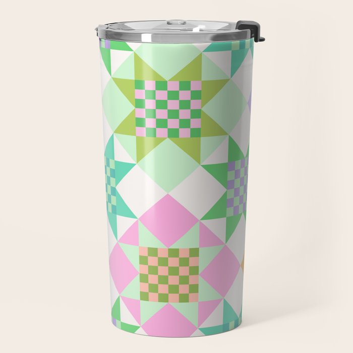 Checkerboard Quilt - Pastel Colors Travel Mug Gallery Image 2