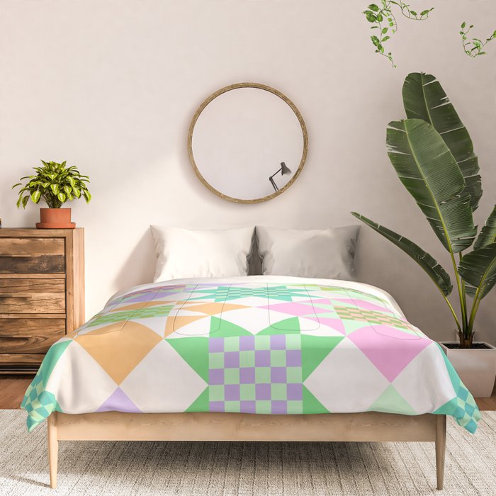 Checkerboard Quilt - Pastel Colors Comforter Gallery Image 3