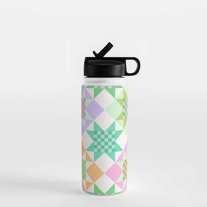 Checkerboard Quilt - Pastel Colors Water Bottle Gallery Image 1
