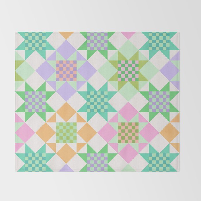 Checkerboard Quilt - Pastel Colors Throw Blanket Gallery Image 2