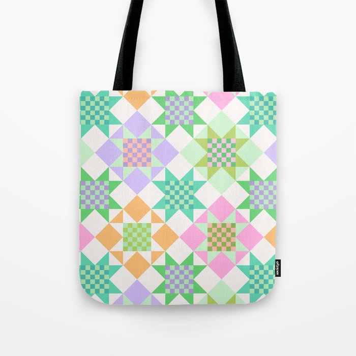 Checkerboard Quilt - Pastel Colors Tote Bag Gallery Image 1