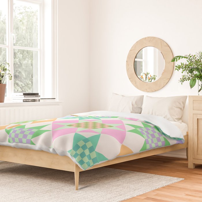 Checkerboard Quilt - Pastel Colors Duvet Cover Gallery Image 2