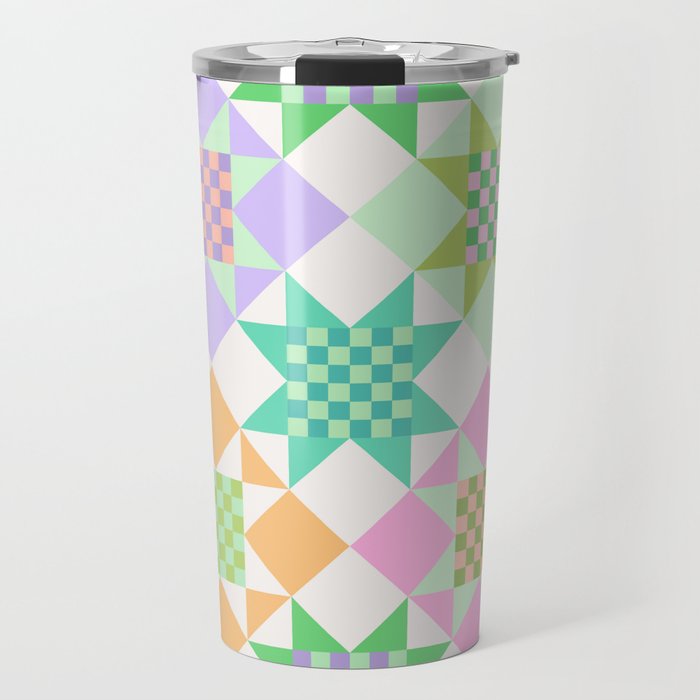 Checkerboard Quilt - Pastel Colors Travel Mug Gallery Image 1