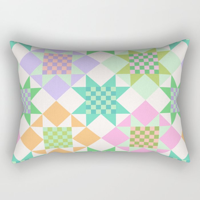 Checkerboard Quilt - Pastel Colors Rectangular Pillow Gallery Image 1