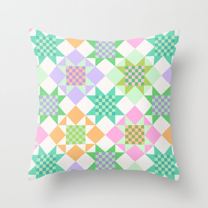 Checkerboard Quilt - Pastel Colors Throw Pillow Gallery Image 1
