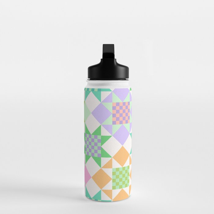 Checkerboard Quilt - Pastel Colors Water Bottle Gallery Image 3