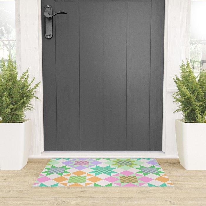Checkerboard Quilt - Pastel Colors Welcome Mat Gallery Image 3