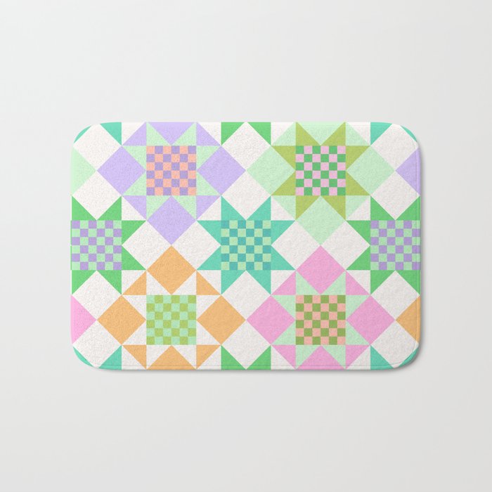 Checkerboard Quilt - Pastel Colors Bath Mat Gallery Image 1