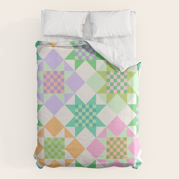 Checkerboard Quilt - Pastel Colors Duvet Cover Gallery Image 6