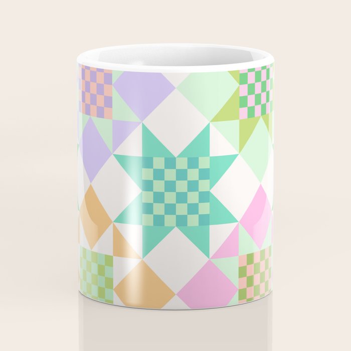 Checkerboard Quilt - Pastel Colors Coffee Mug Gallery Image 4