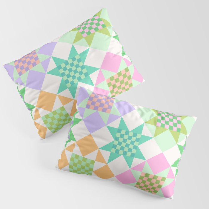 Checkerboard Quilt - Pastel Colors Pillow Sham Gallery Image 1