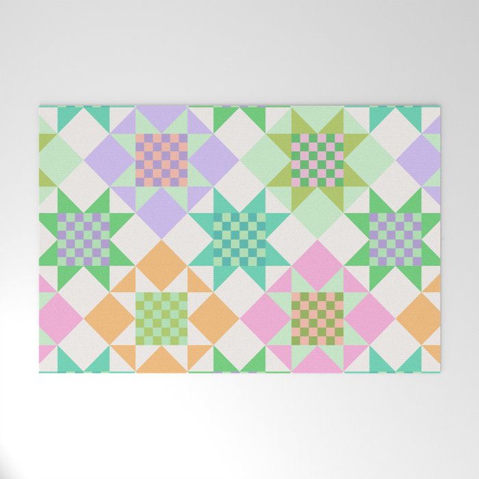 Checkerboard Quilt - Pastel Colors Welcome Mat Gallery Image 1