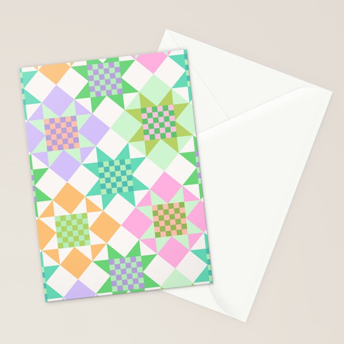 Checkerboard Quilt - Pastel Colors Stationery Card Gallery Image 2
