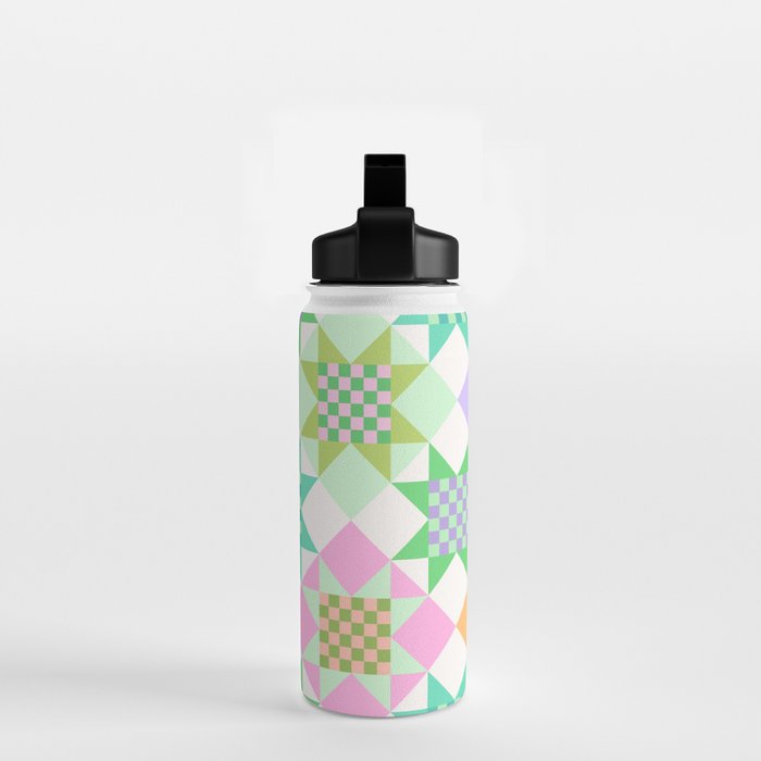 Checkerboard Quilt - Pastel Colors Water Bottle Gallery Image 2