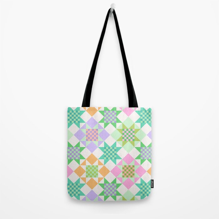 Checkerboard Quilt - Pastel Colors Tote Bag Gallery Image 2